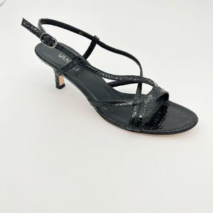 VANELi Womens Black Ankle Strap Leather Heels Size 8